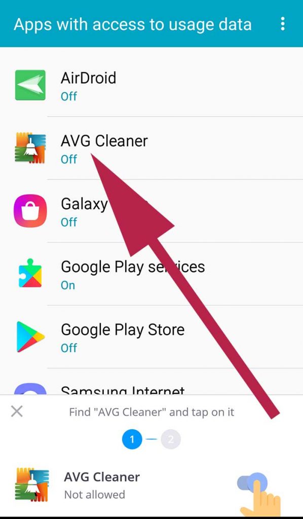 Apps with Usage Access - AVG Cleaner