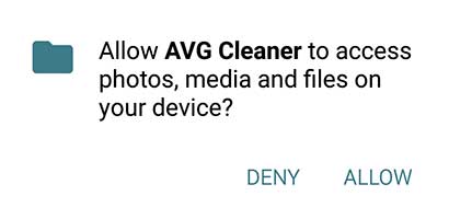 Allow photo video access - AVG cleaner
