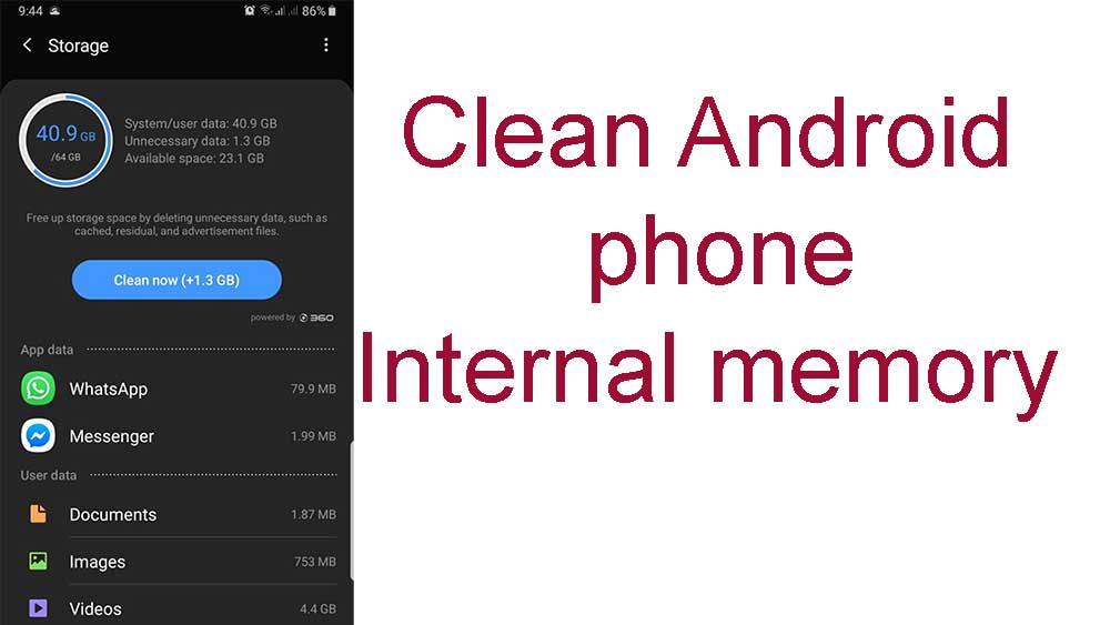 Clean android internal memory