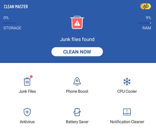 Clean Master apk home screen