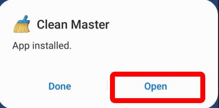 Open installed clean master app